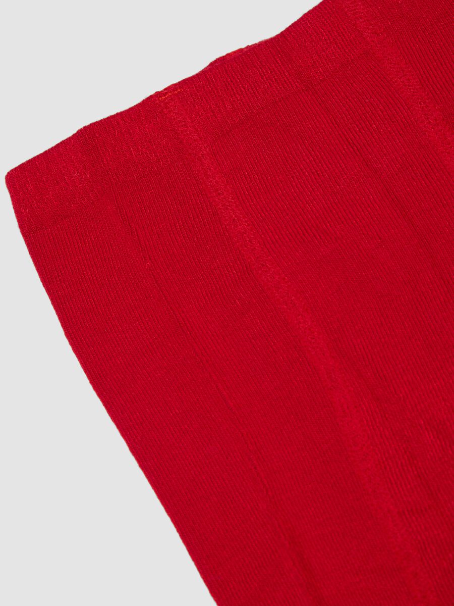 Collant rosso in tessuto elasticizzato con fiocco_2