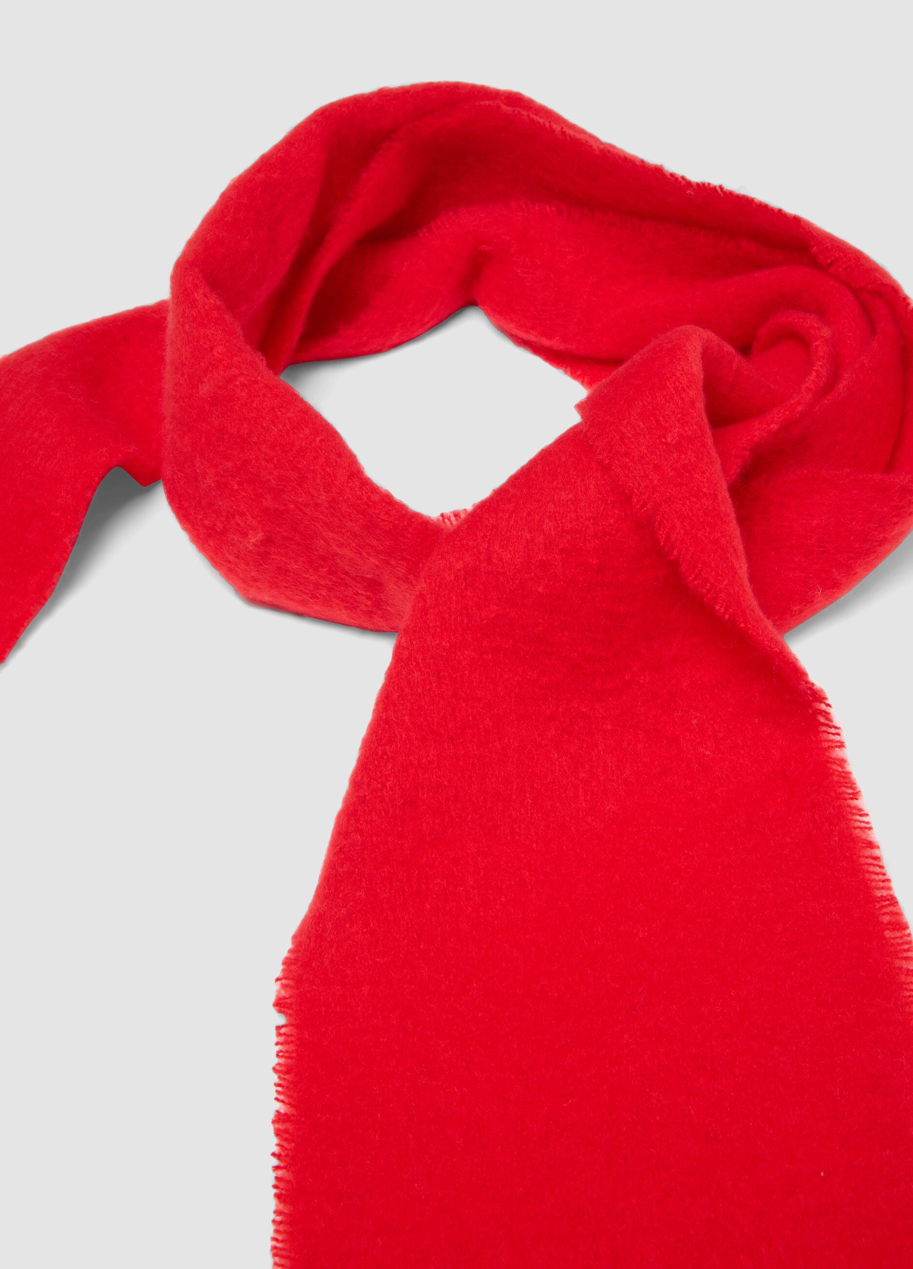 Soft red scarf with fringes