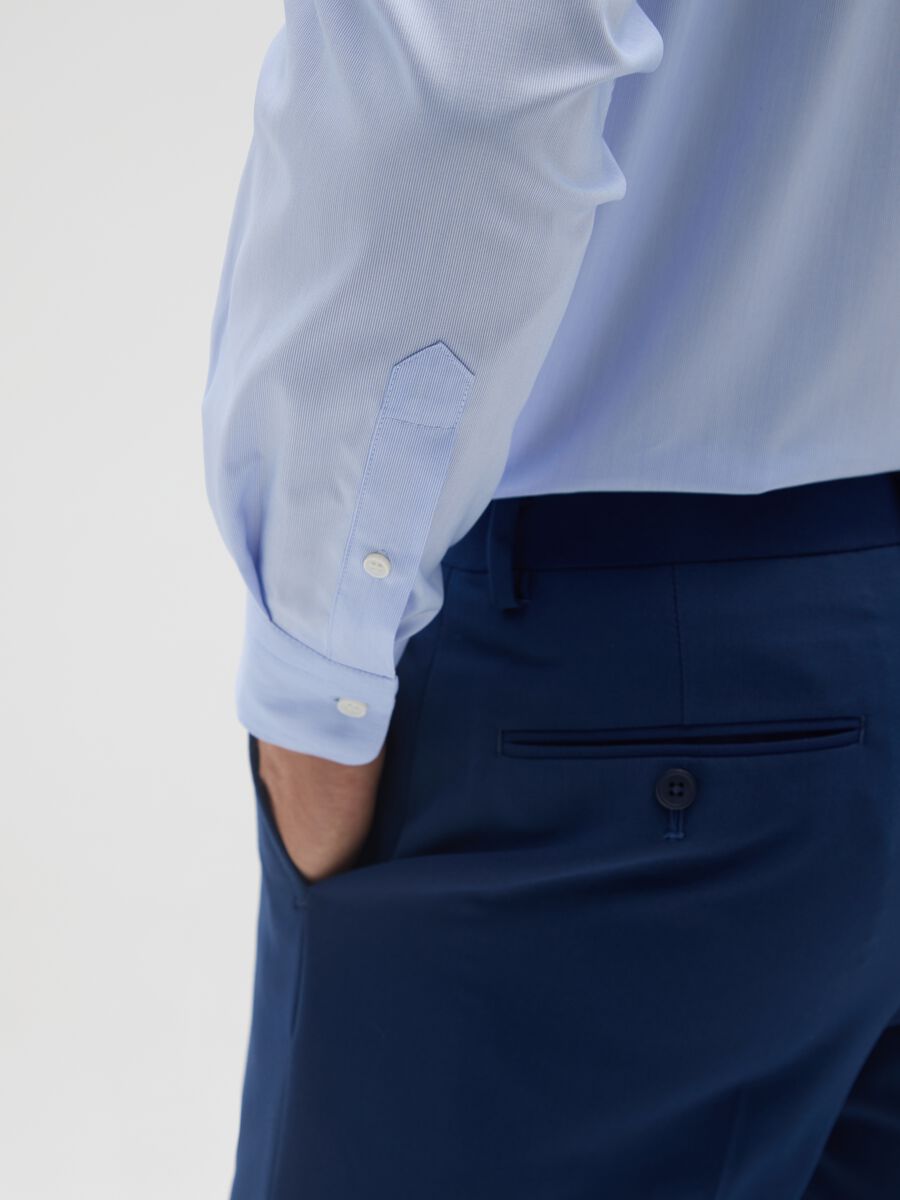 Blue slim shirt with French collar and buttons_3