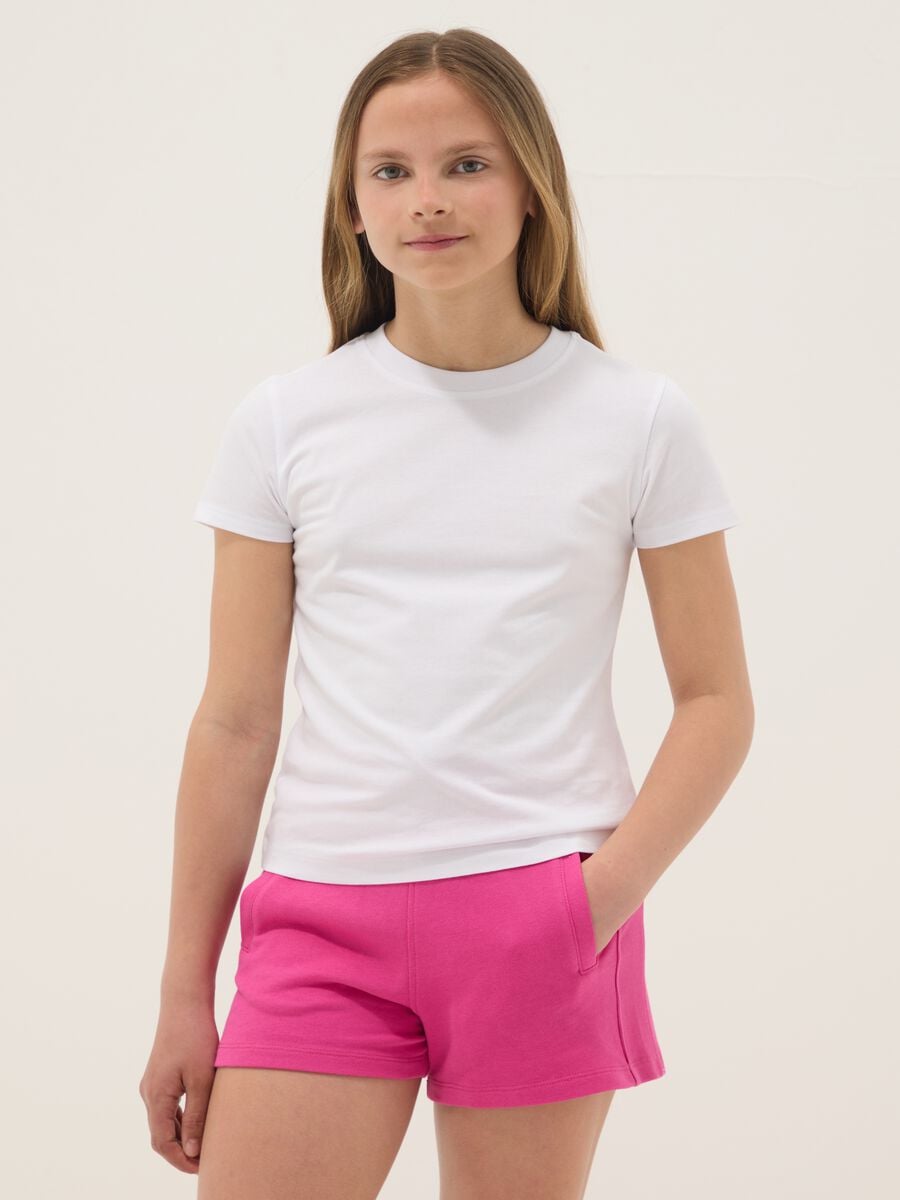Girls&rsquo; white pure cotton T-shirt, regular fit_0