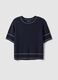 Blue cotton-blend sweater regular fit with contrast stitching_4