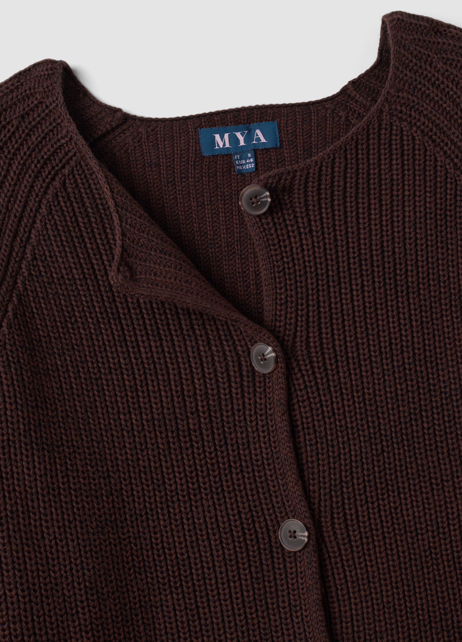 Multicolour pure cotton crew-neck cardigan, regular fit