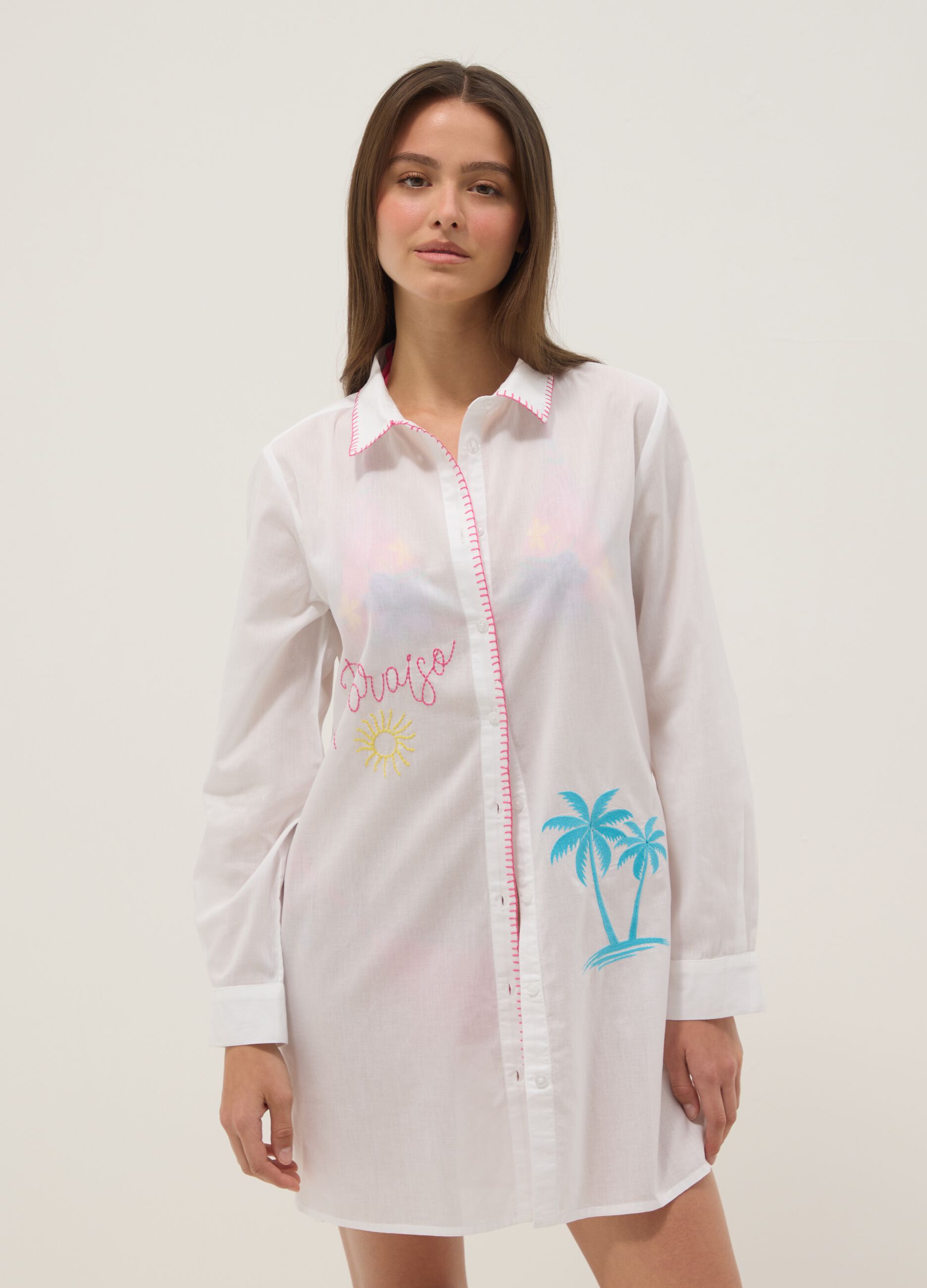 Long white organic cotton kaftan
