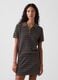 Brown pure cotton striped polo knit top_0