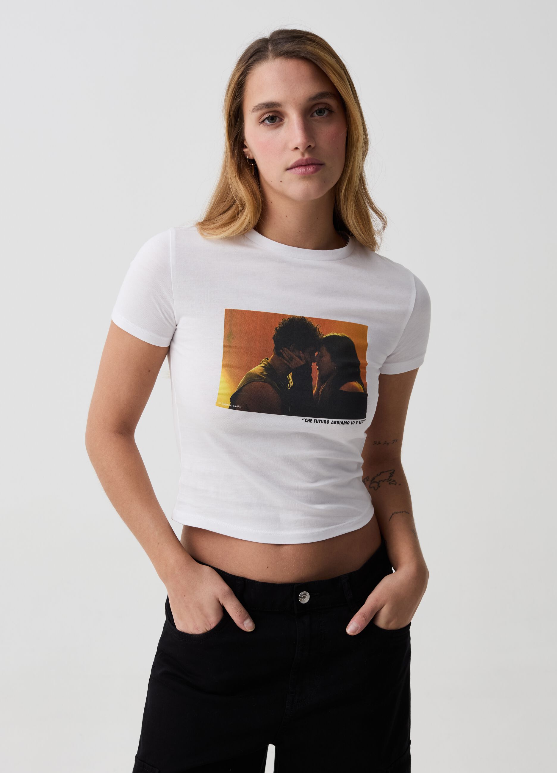 B.ANGEL FOR THE SEA BEYOND cropped T-shirt with print