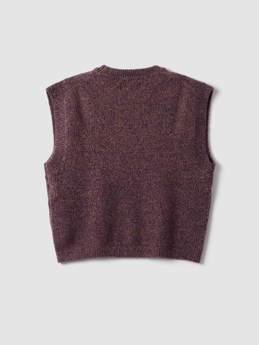 Gilet marrone girocollo in misto lyocell e lana_6