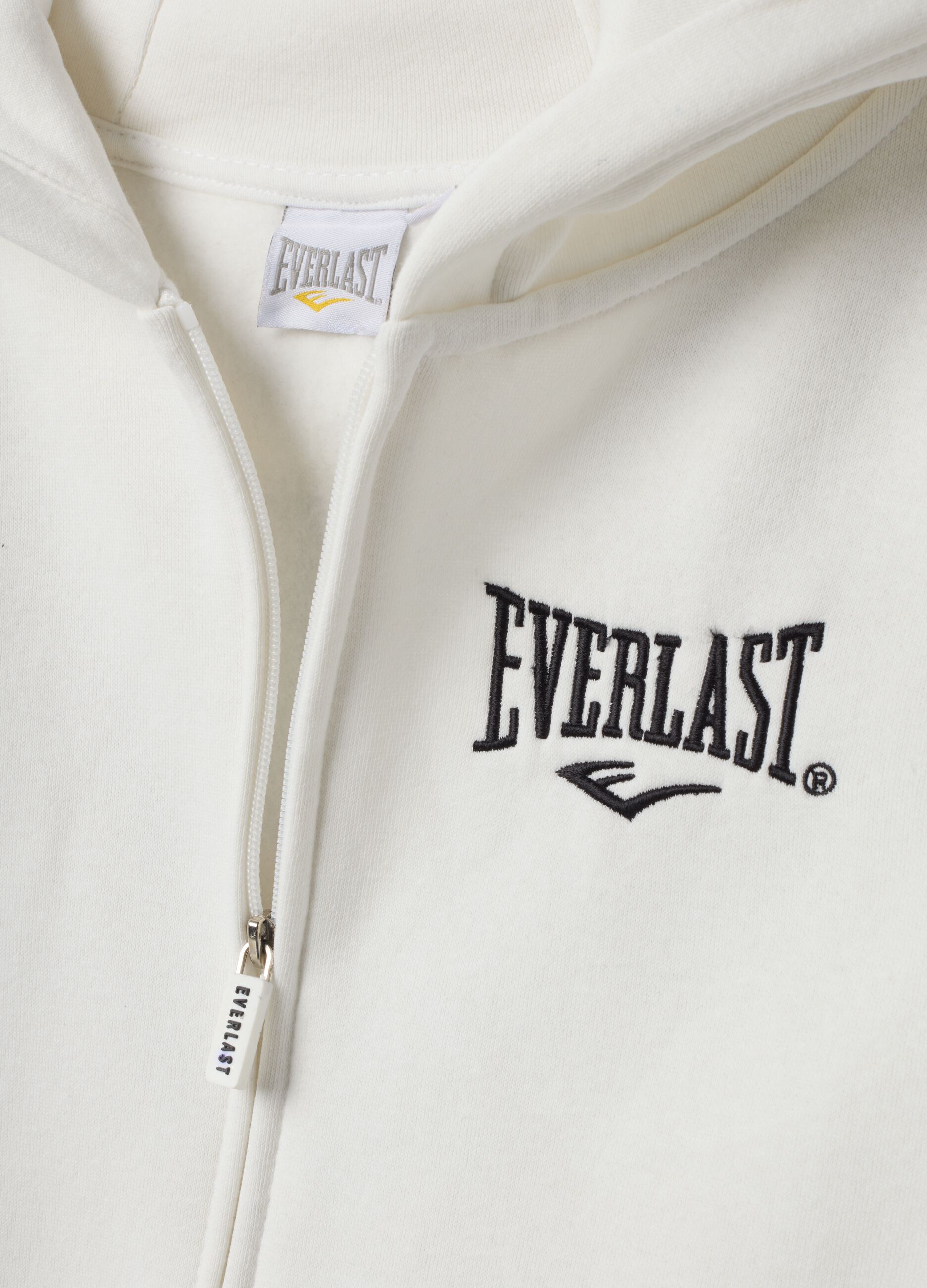 White cotton-blend hooded sweatshirt with Everlast logo