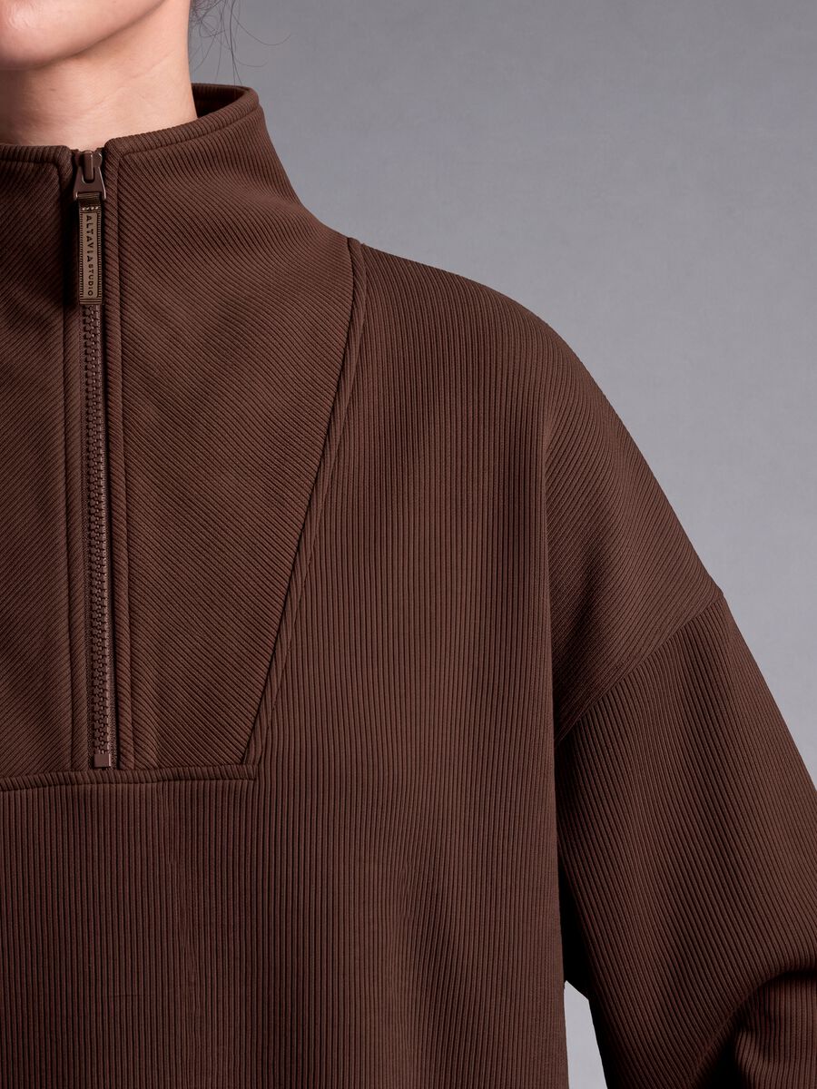 Brown stretch modal crew-neck sweatshirt ALTAVIA STUDIO_1