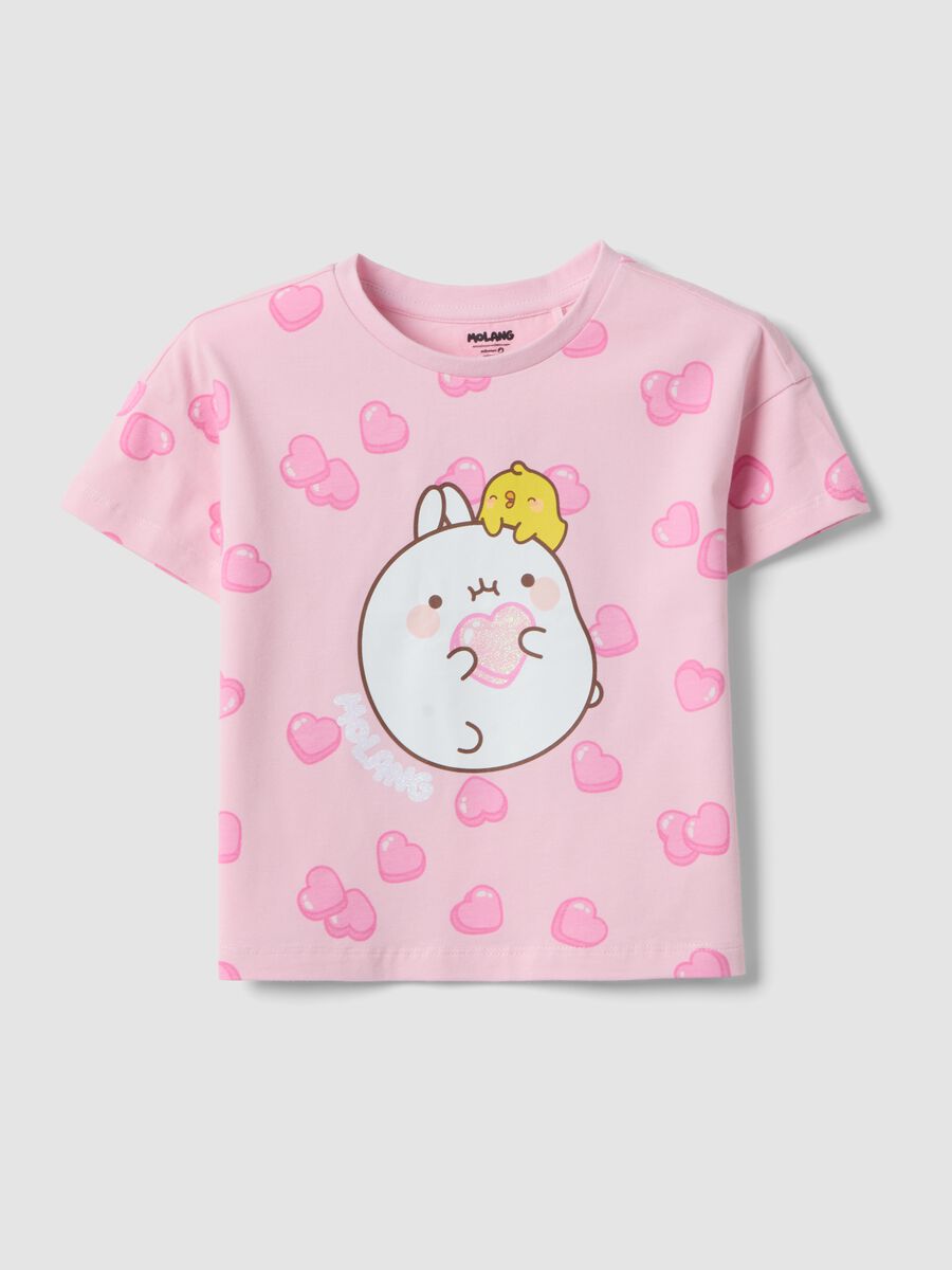 T-shirt rose en coton stretch imprim&eacute; pour fille_0