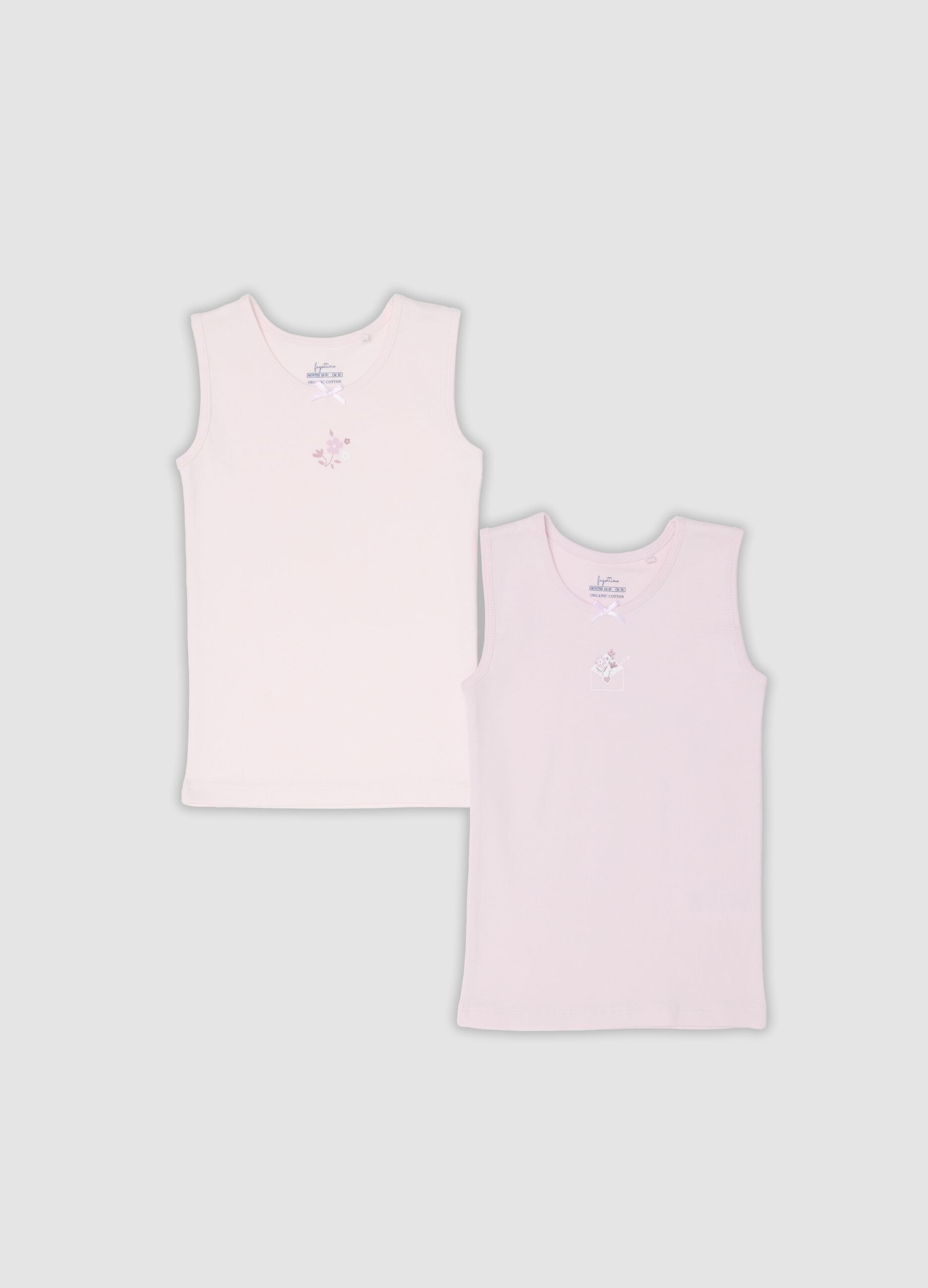 2-pack of pink organic cotton vests for baby girls and toddlers