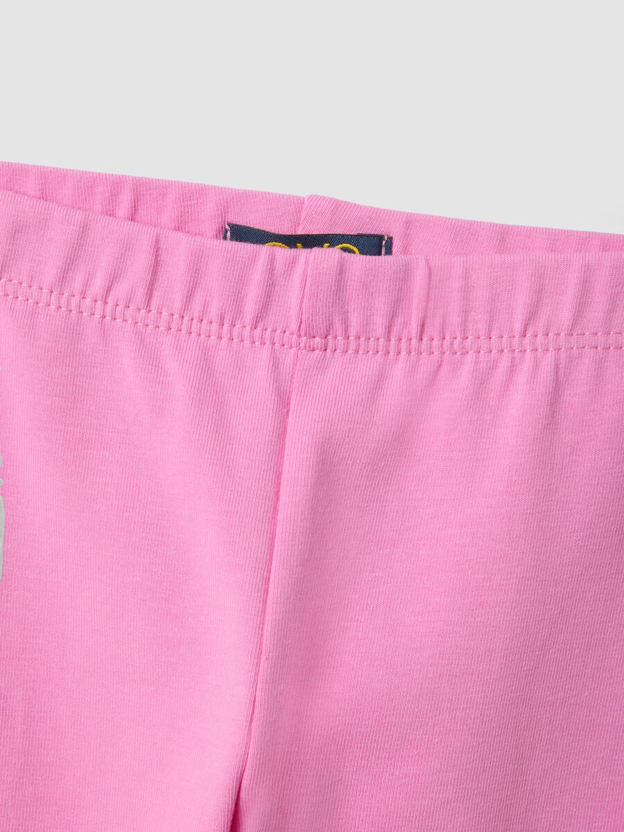 Girls' Slim Fit Pink Stretch Cotton Leggings_3