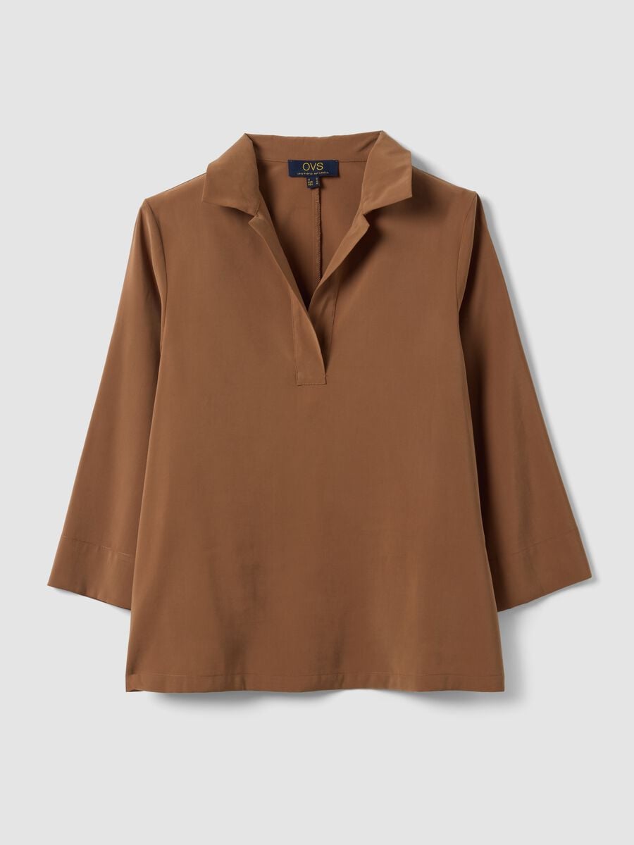 Beige viscose-blend shirt with classic collar_4