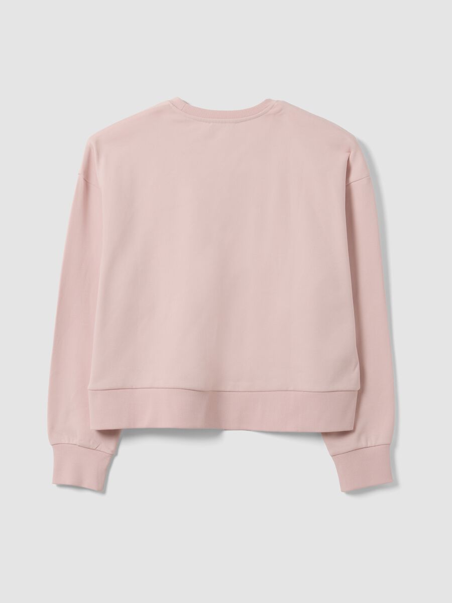 Pink cotton-blend crew-neck sweatshirt with embroidered detail_6