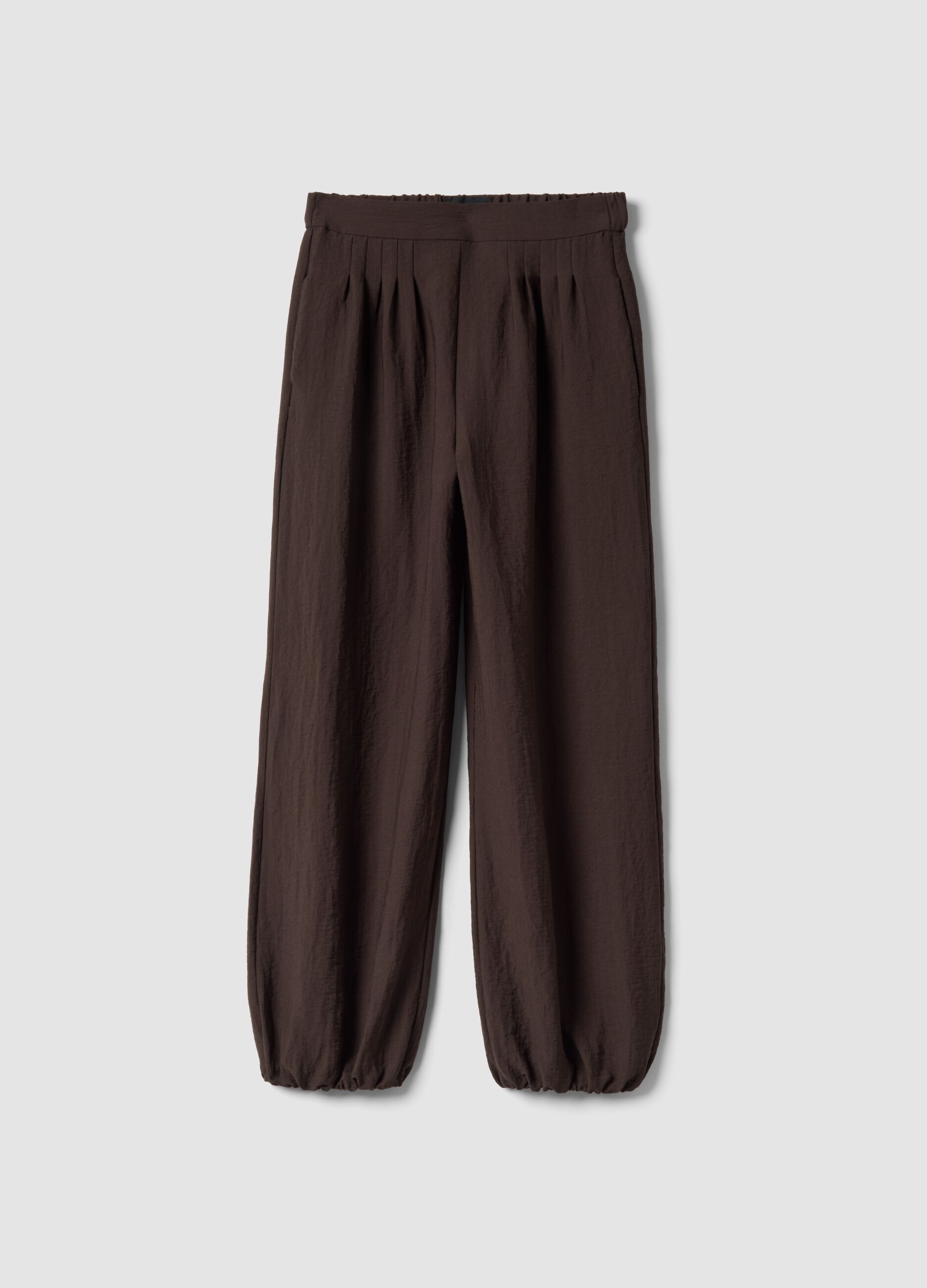 Brown viscose-blend relaxed fit jogger trousers