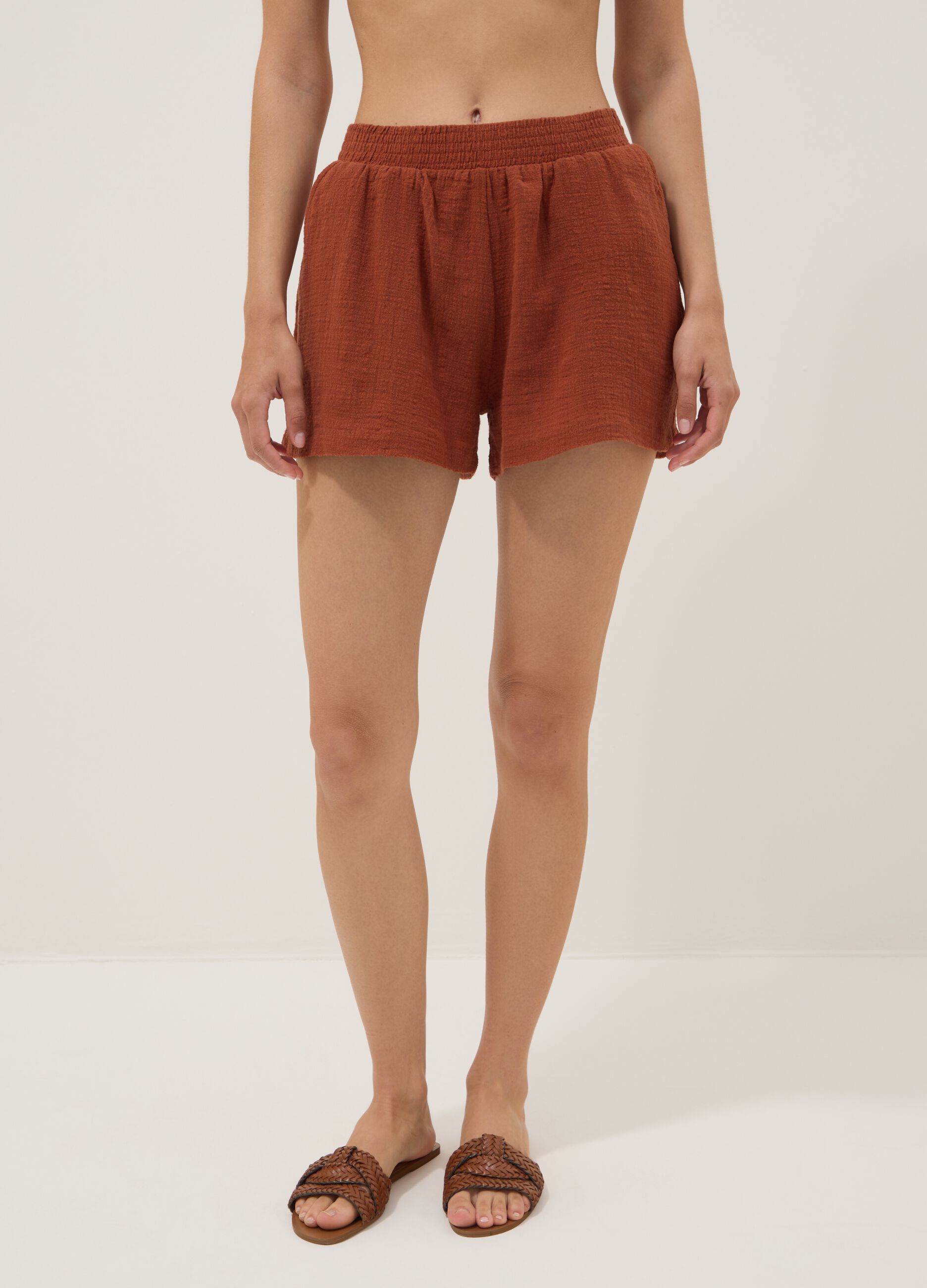 Brown pure cotton shorts