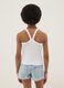 Girls' fitted white ribbed stretch cotton tank top_1