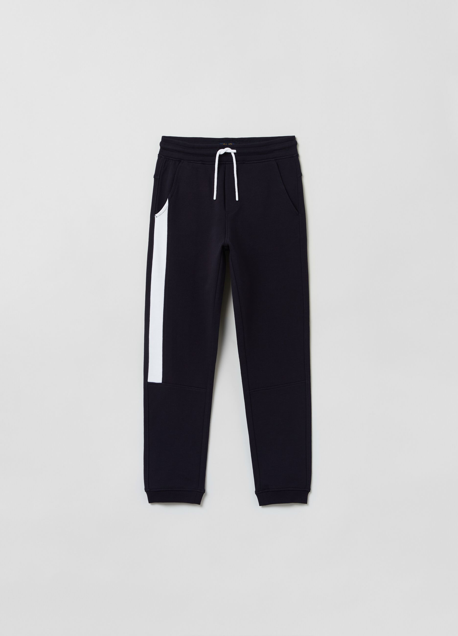 Fleece joggers with contrasting band