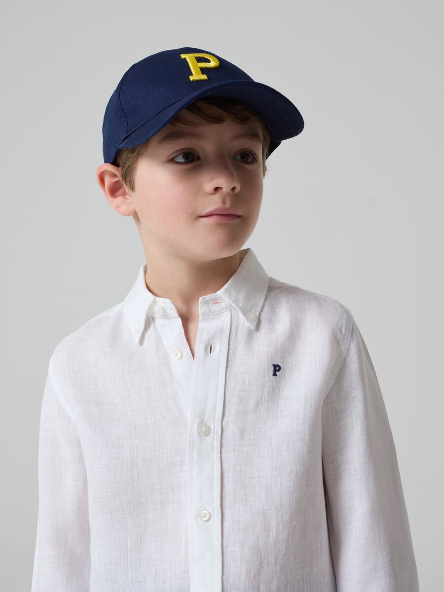 Linen shirt with logo embroidery_1