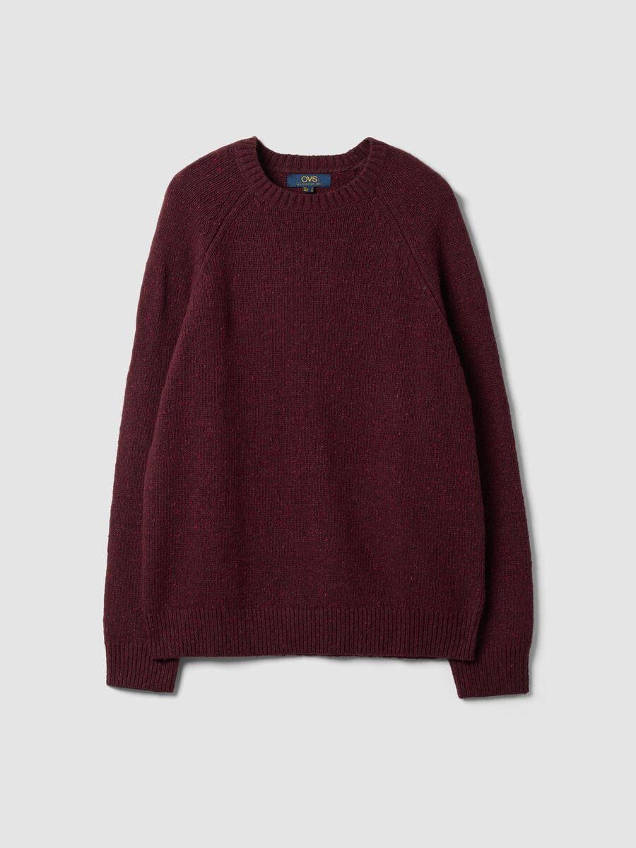 Red crew-neck cotton and wool-blend jumper_0