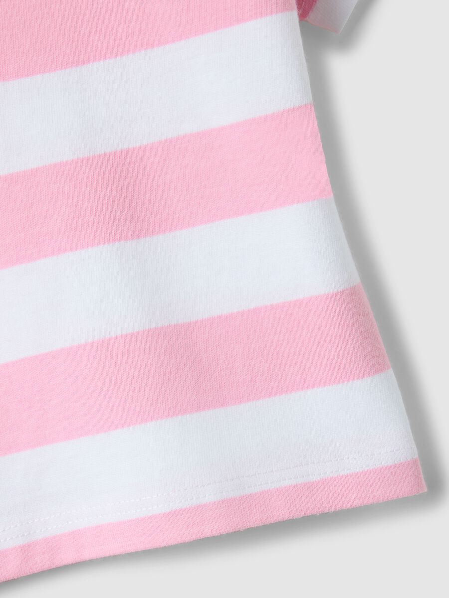 Girls' multicolour striped pure cotton polo with embroidered heart_3