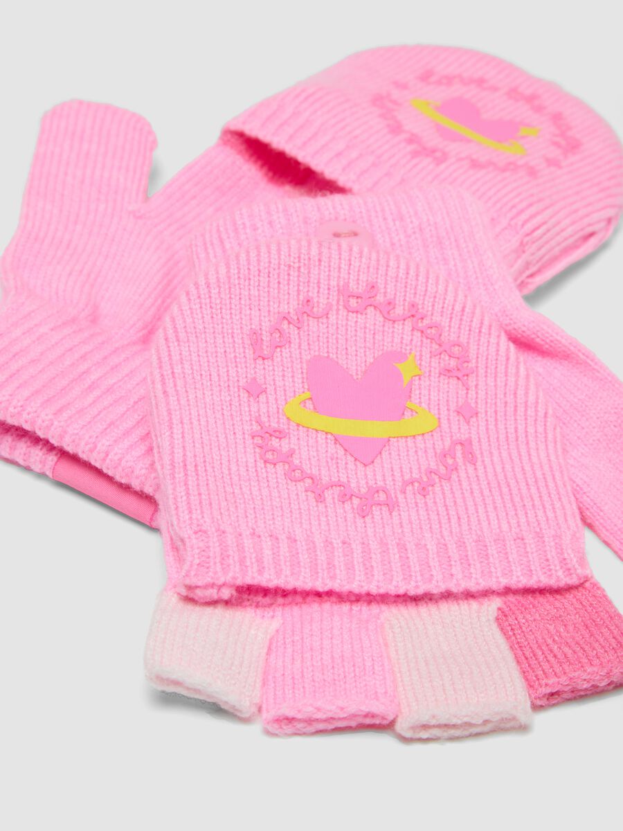 Rosa Handschuhe aus Viskosemix mit umklappbarer Klappe_1