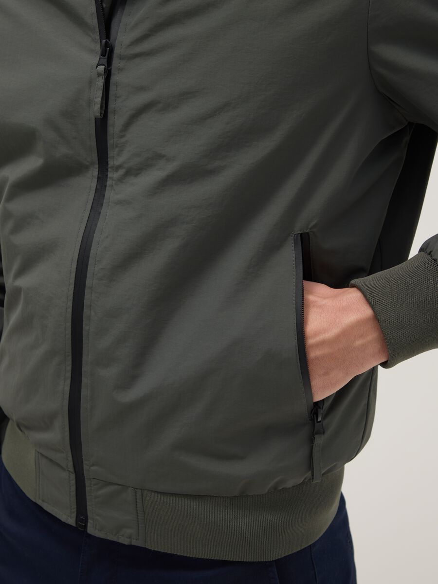 Regular fit green bomber jacket with zip_3