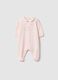 Baby pink pure cotton sleep suit with long sleeves and embroidery_0