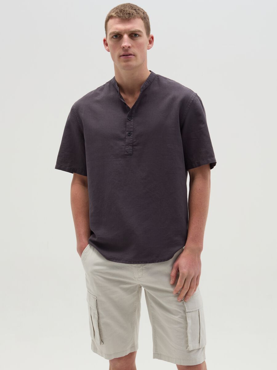 Short-sleeved shirt with Mandarin collar_0
