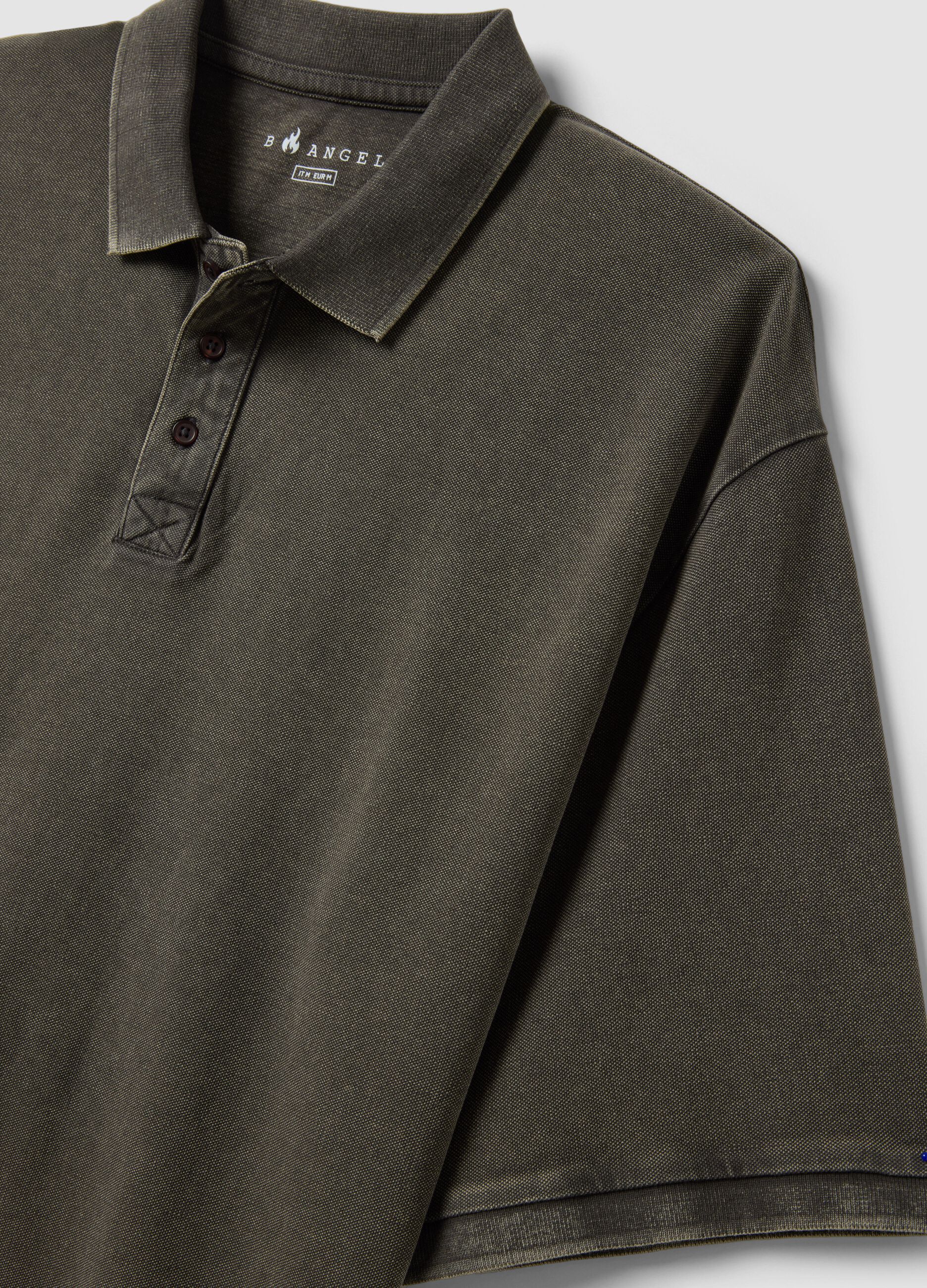 Men's Short Sleeve Green Polo Shirt Regular Fit in Pure Cotton