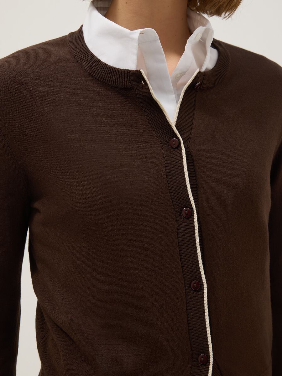 Brown viscose blend cardigan regular fit_3