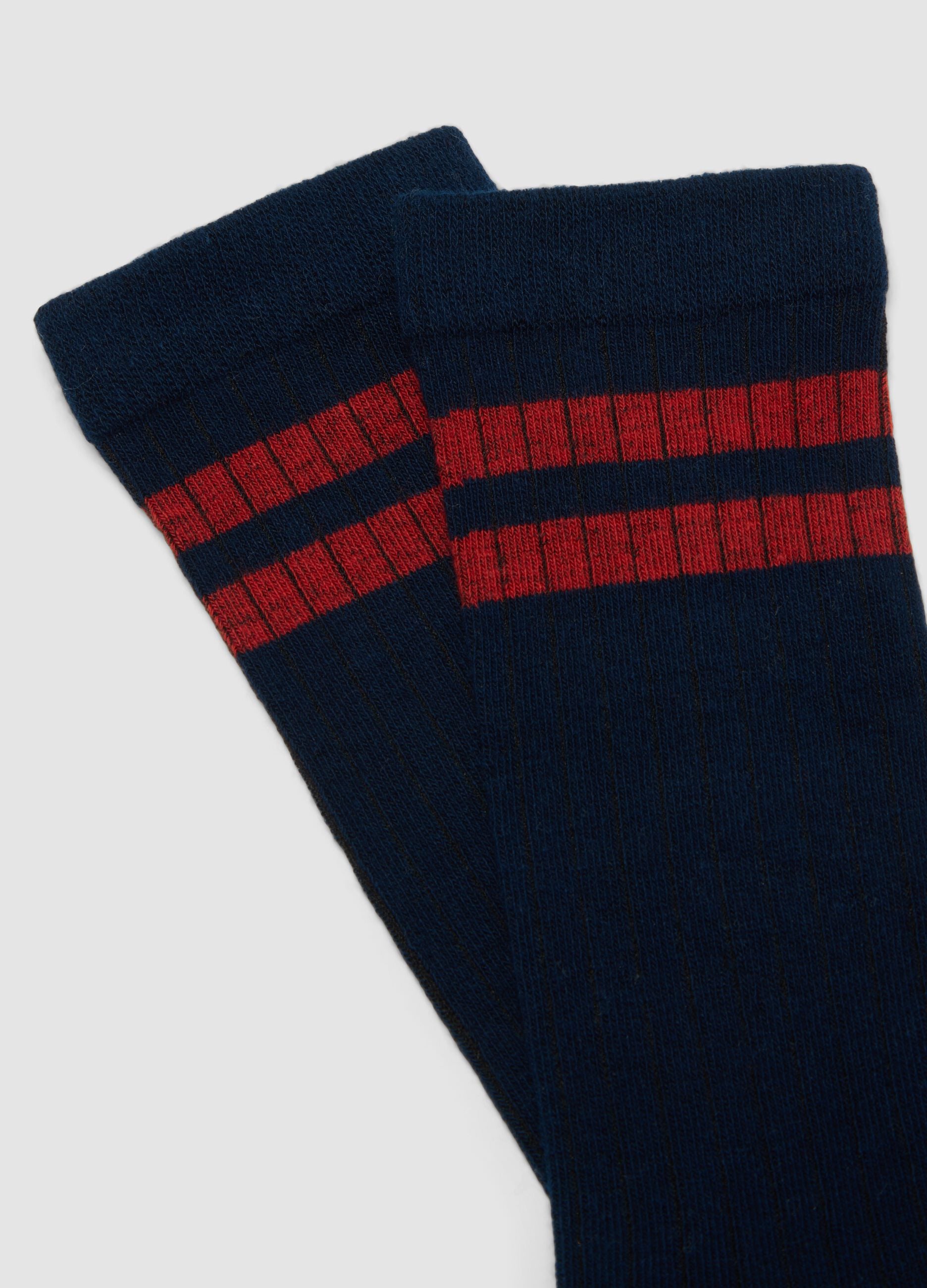 2er-Pack lange Socken in Blau und Rot aus elastischer Bio-Baumwolle