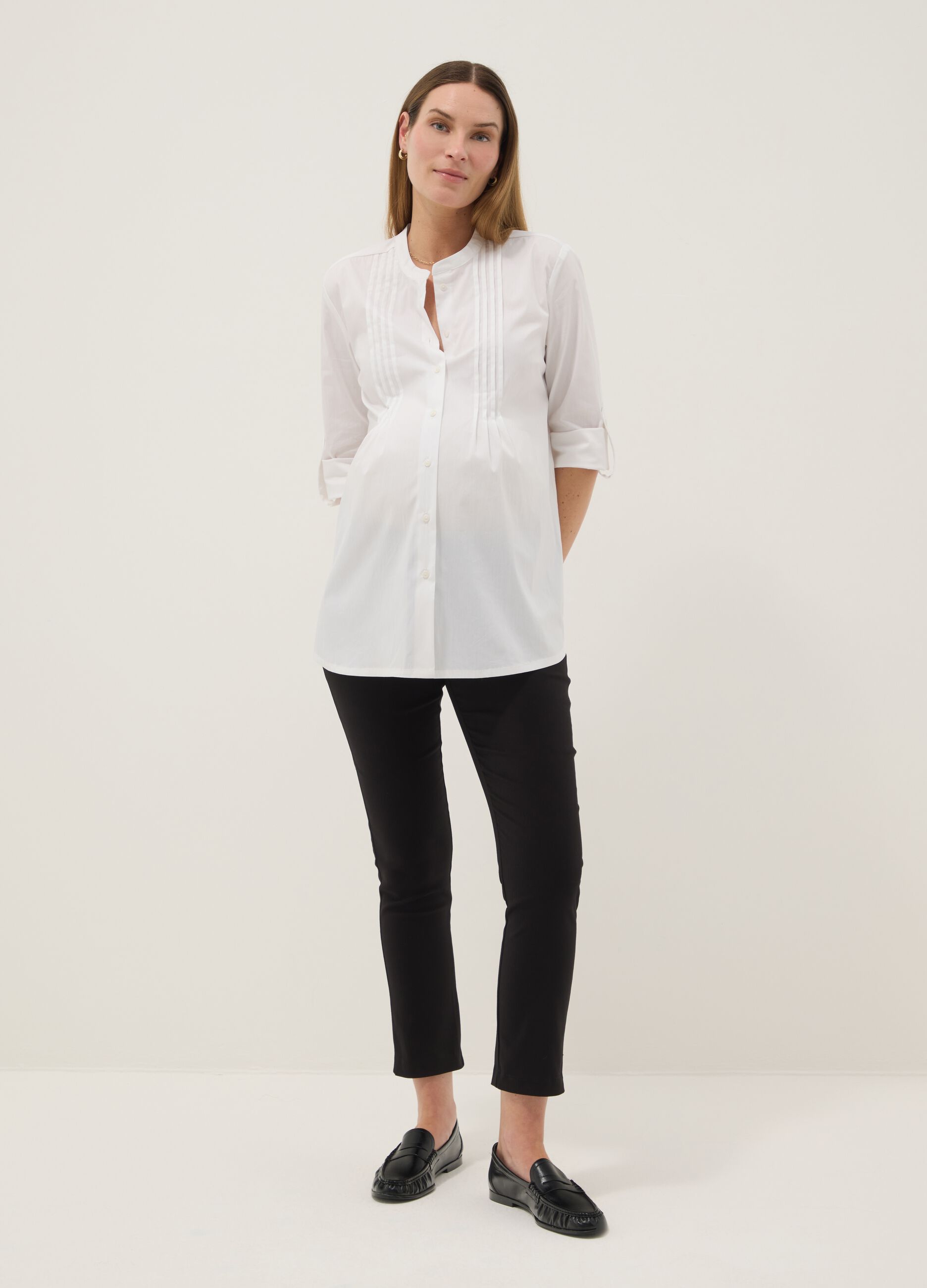 Pantaloni slim premaman neri in viscosa elasticizzata