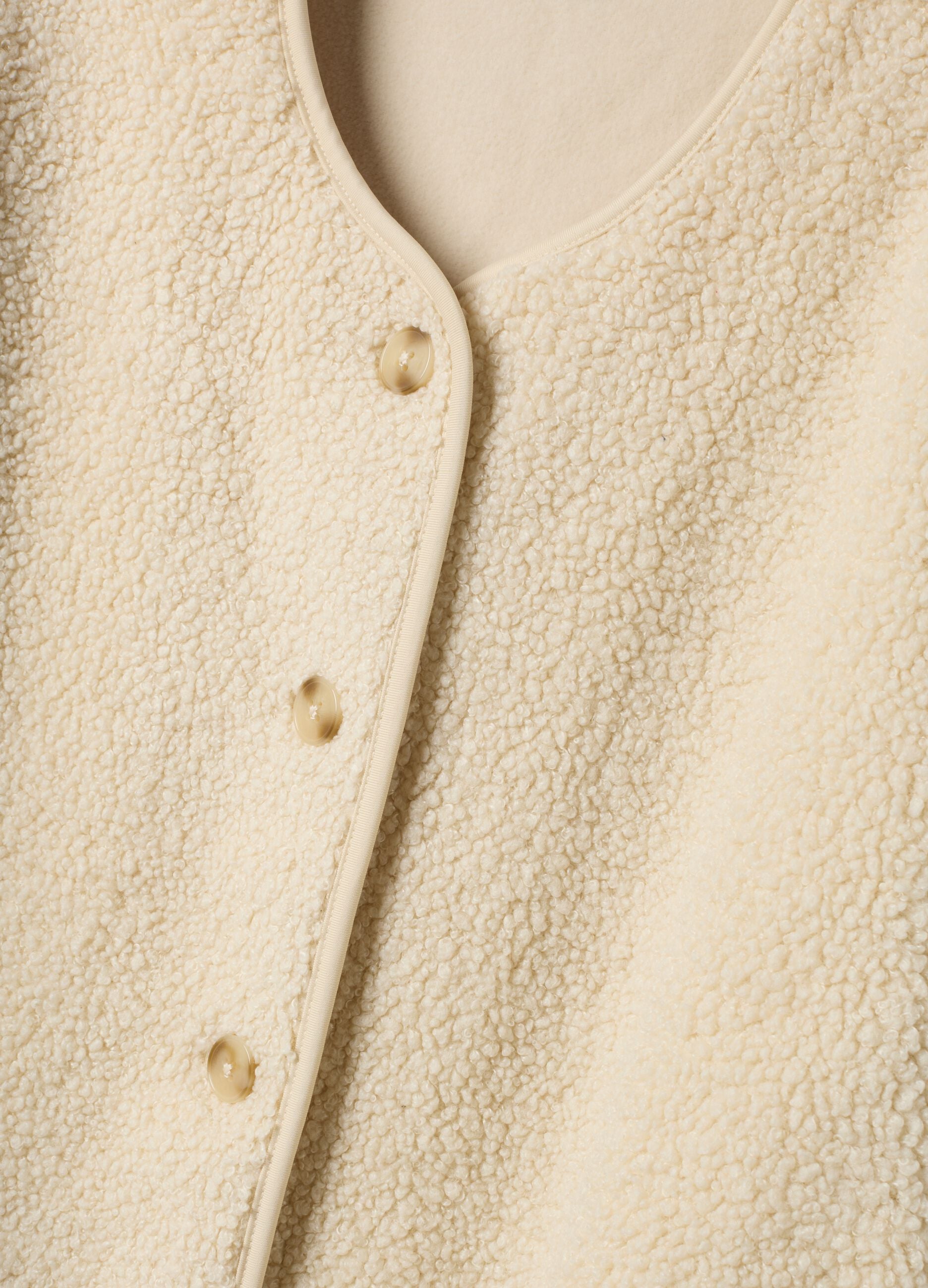White crew-neck top with buttons