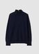 Blauer Pullover aus reiner Wolle mit Stehkragen, Oversized-Fit_0