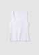 Sleeveless white regular fit cotton pyjama t-shirt_4