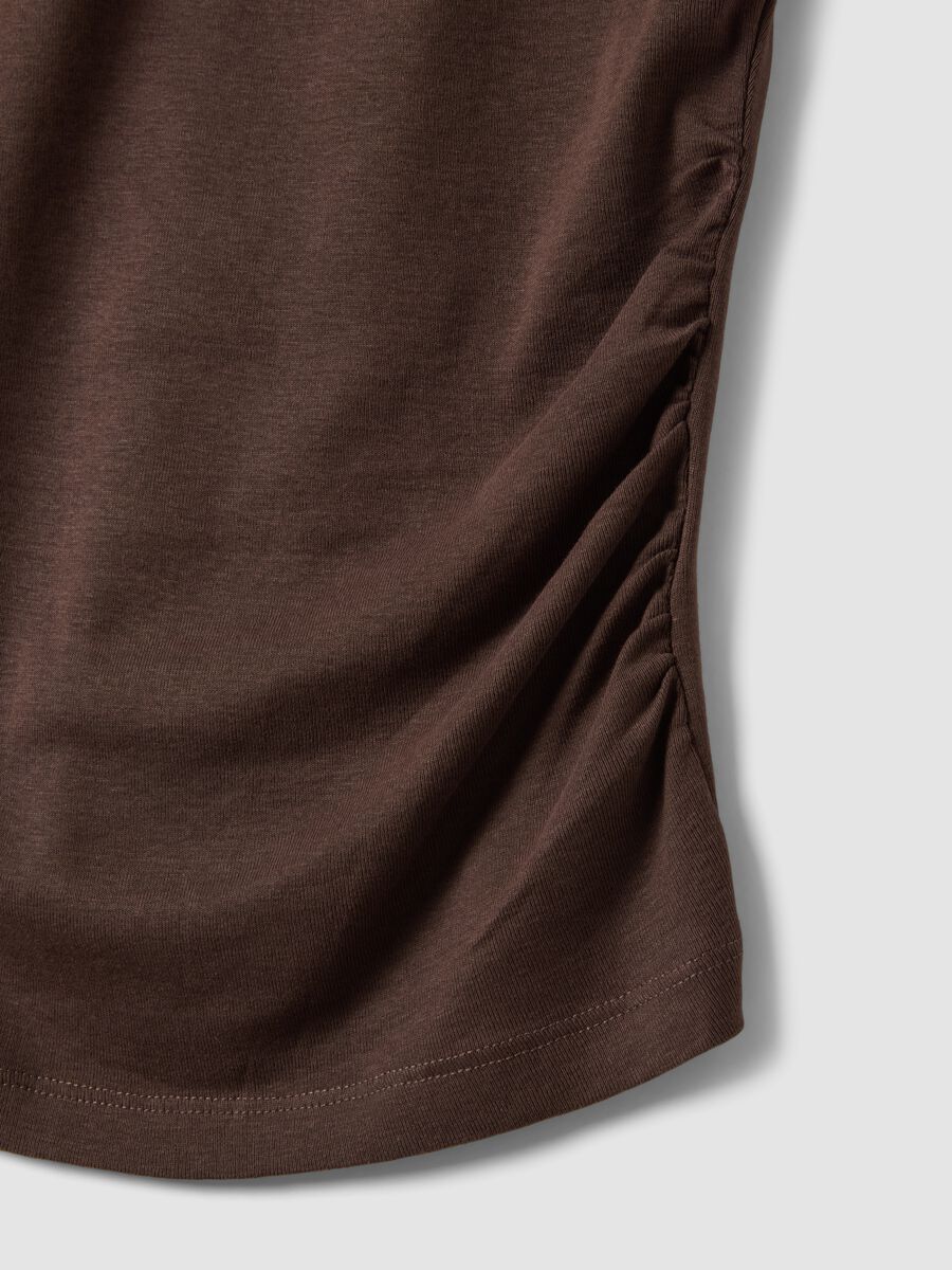 Brown pure cotton regular fit tank top_5