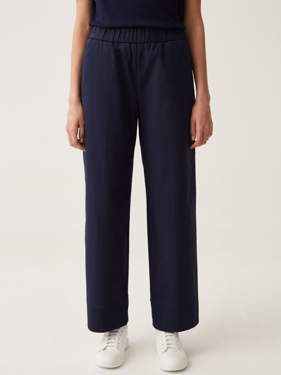 Wide-leg trousers in stretch cotton_1