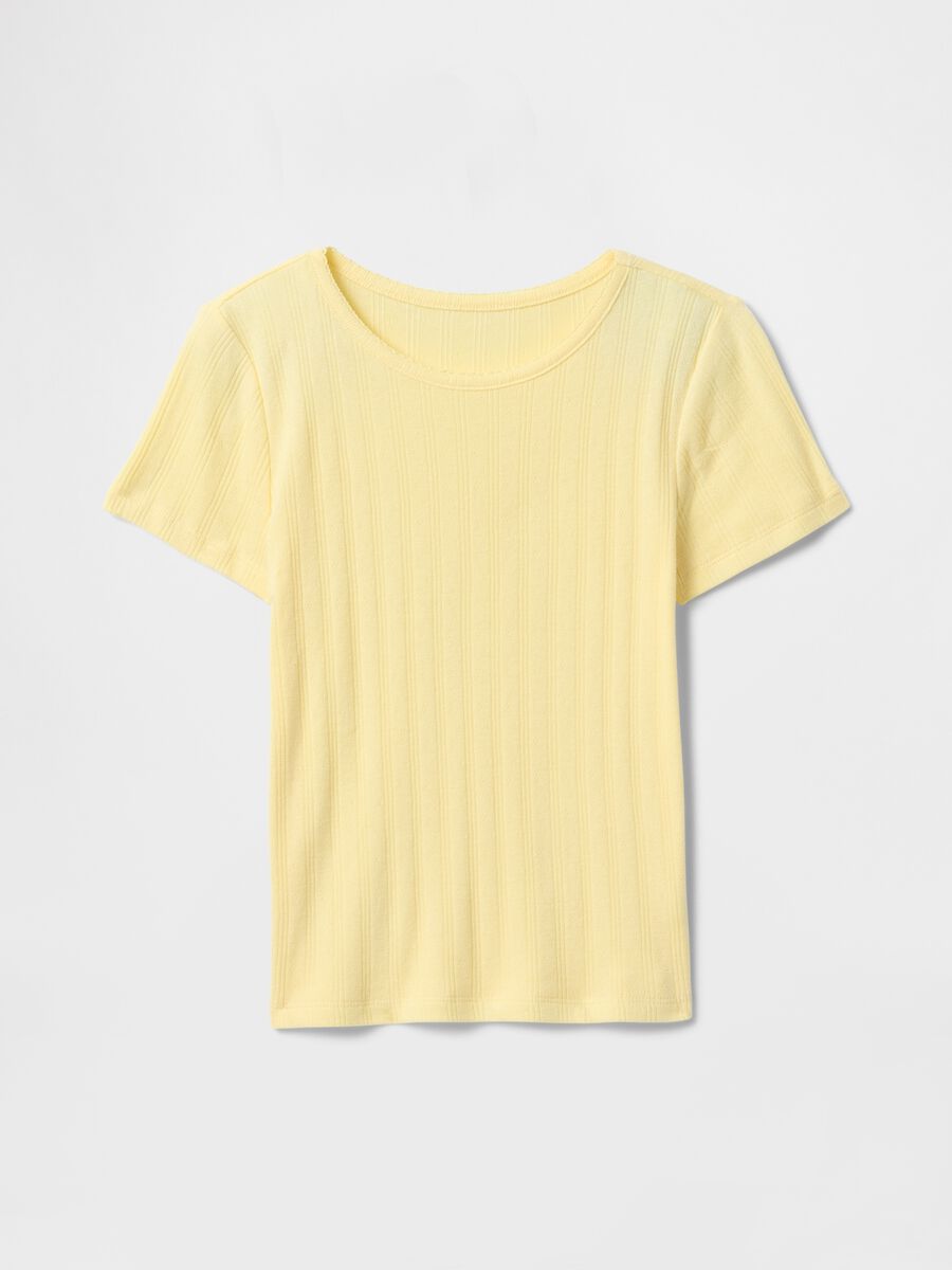 Gelbes geripptes enges T-Shirt_2