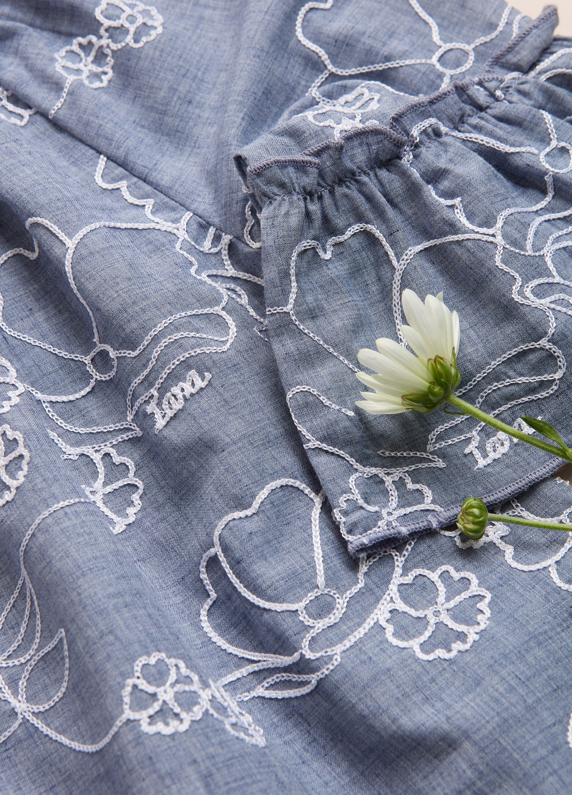 Camisa en mezcla algodón bordado floral IANA