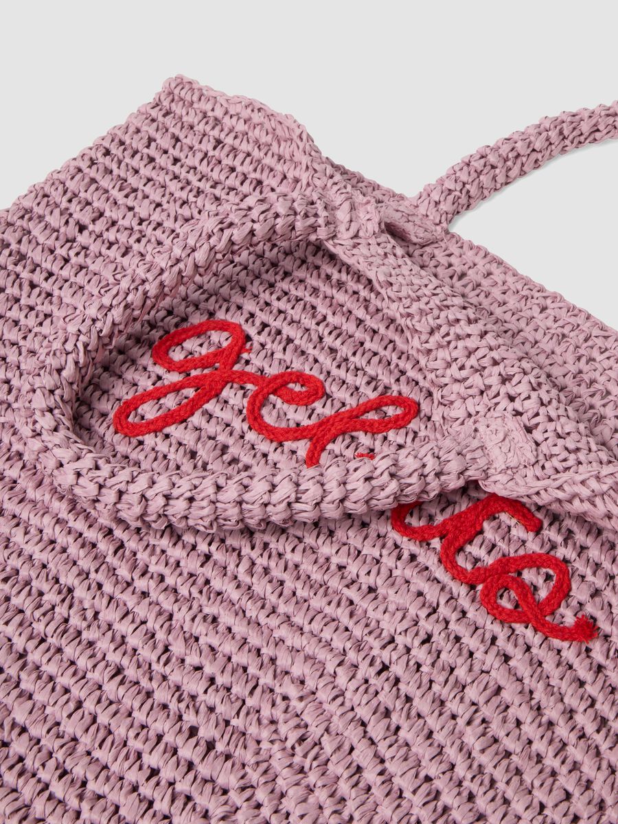 Pink beach bag in pure paper-fabric_2