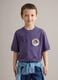 Children's purple pure cotton T-shirt, regular fit with patch_0