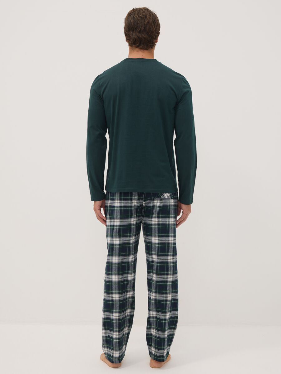 Dark green pure cotton crew-neck pyjamas_3