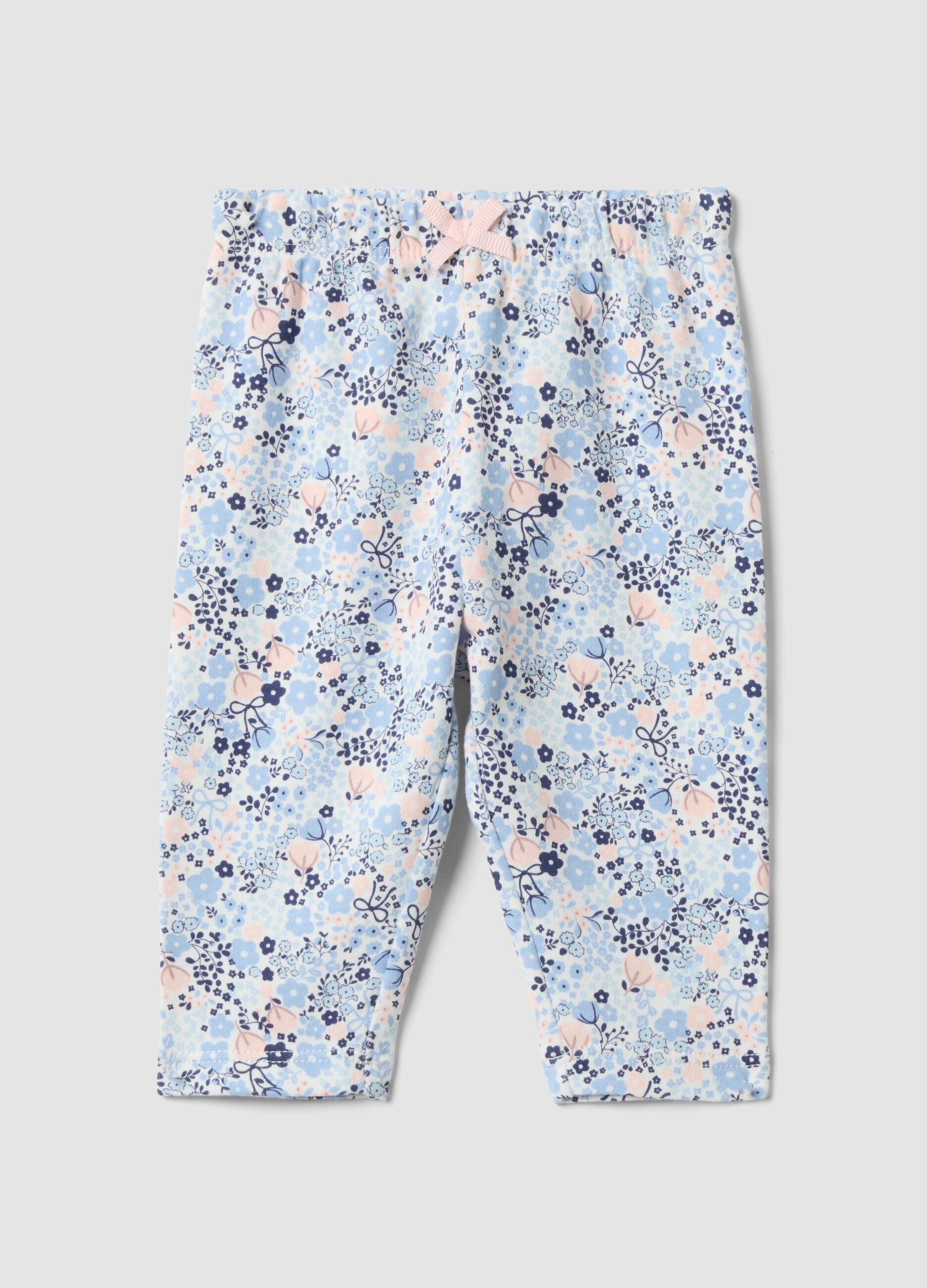 Multicolour organic cotton floral-print leggings for baby girl