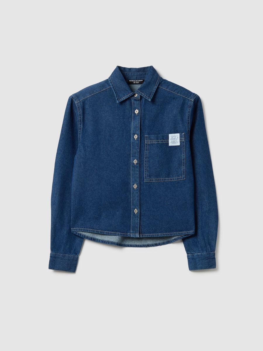 Girls' blue pure cotton shirt with regular fit_3