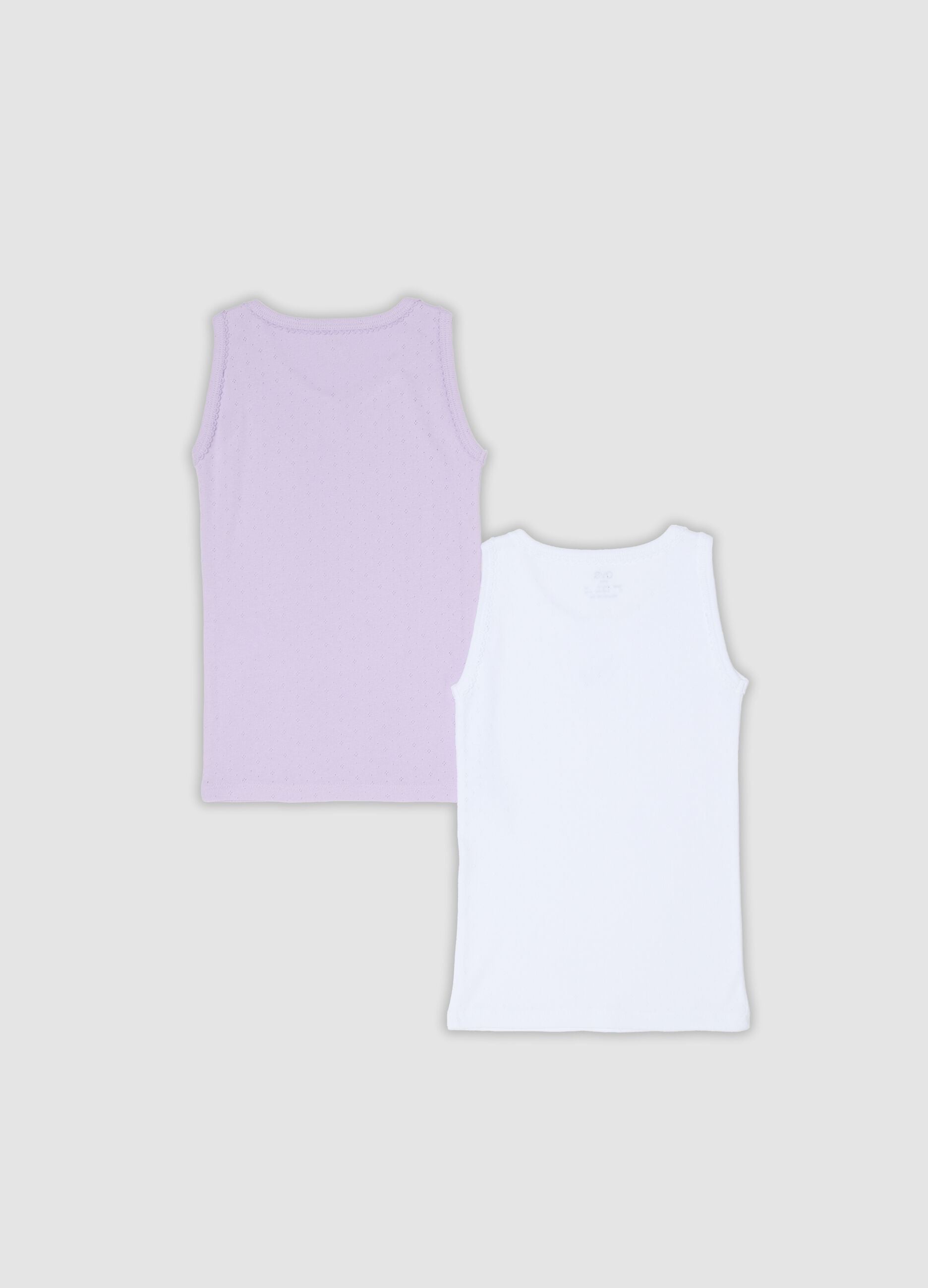 2-pack purple and white organic cotton vests, regular fit
