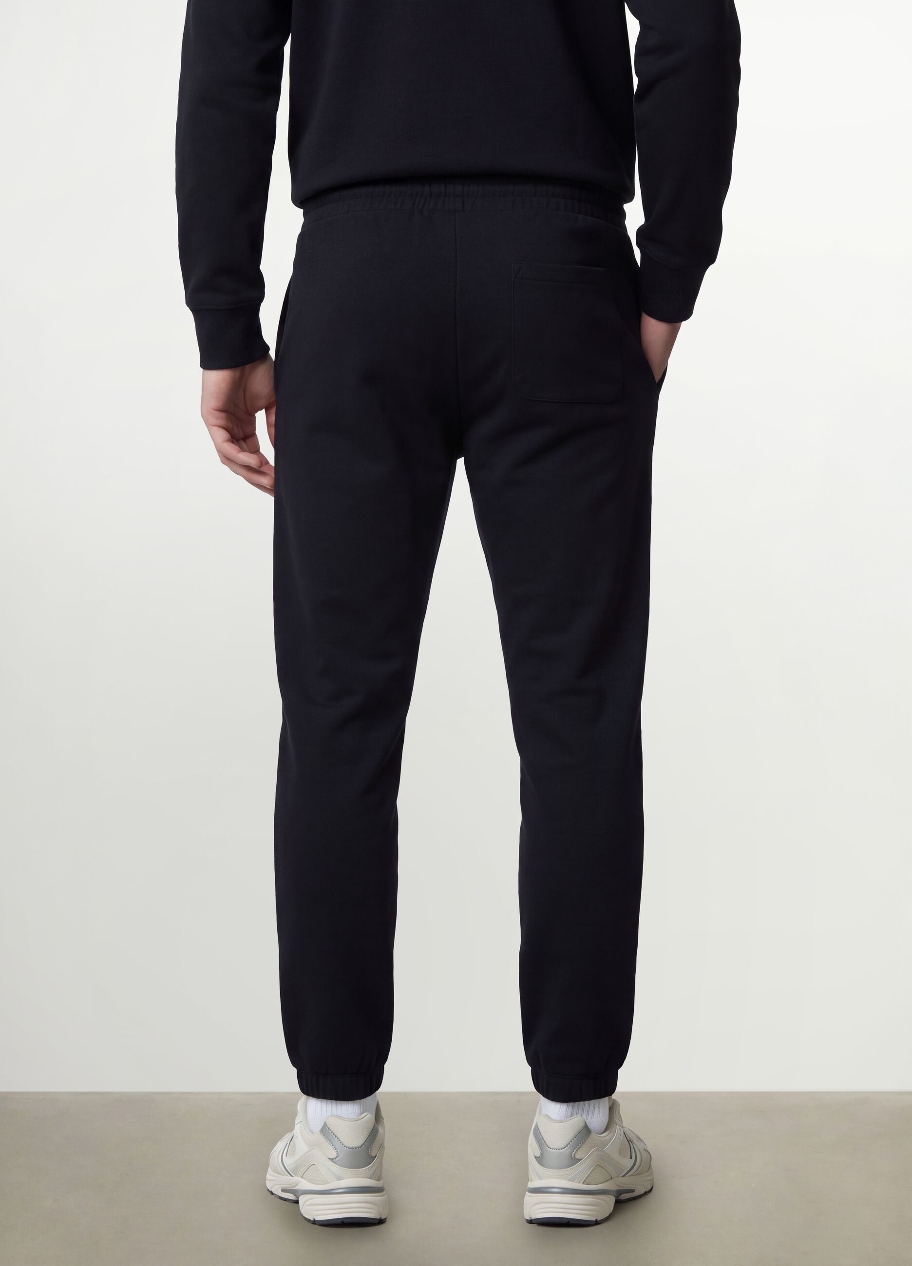 Black cotton-blend jogger trousers, regular fit