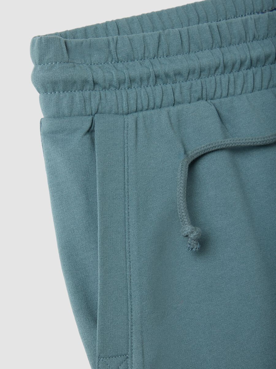 Regular Fit Light Blue Cotton Blend Bermuda Shorts_5