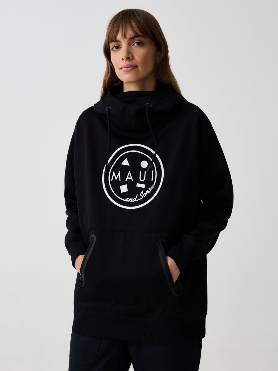 Snowboarding hoodie with logo print pouch_0