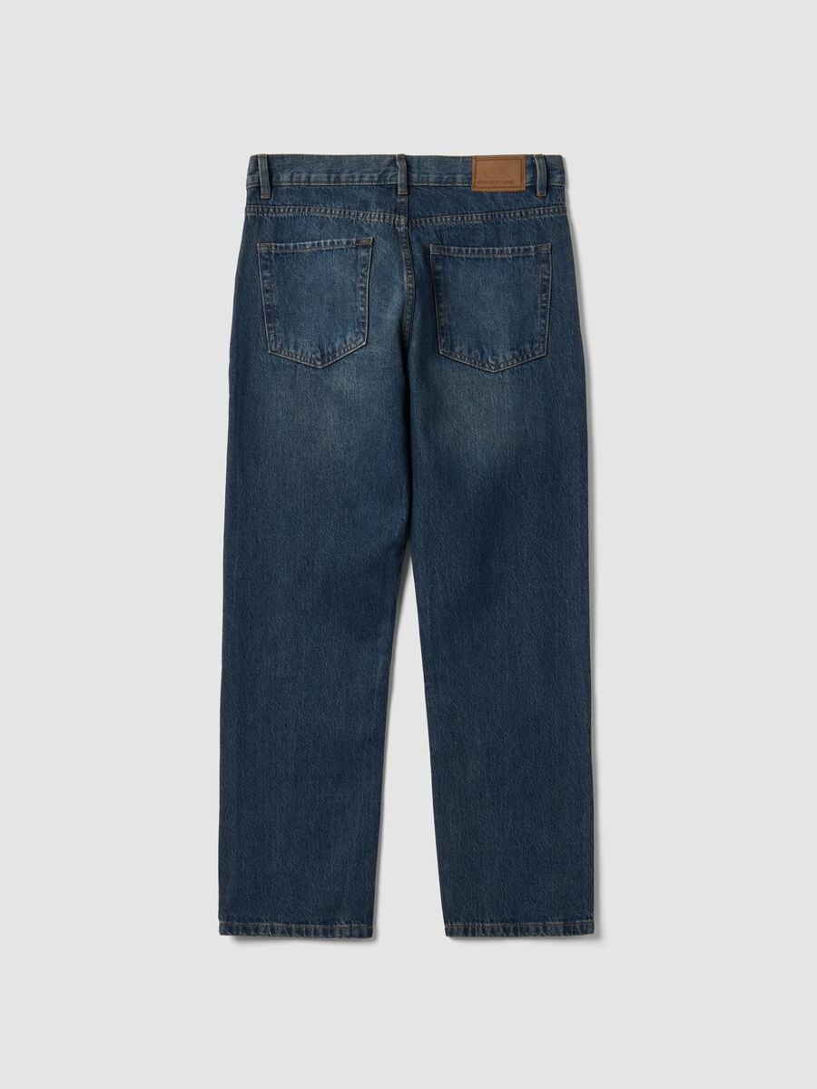Jeans denim blu in puro cotone straight fit_2