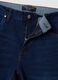 Dark blue stretch cotton slim tapered fit jeans_1
